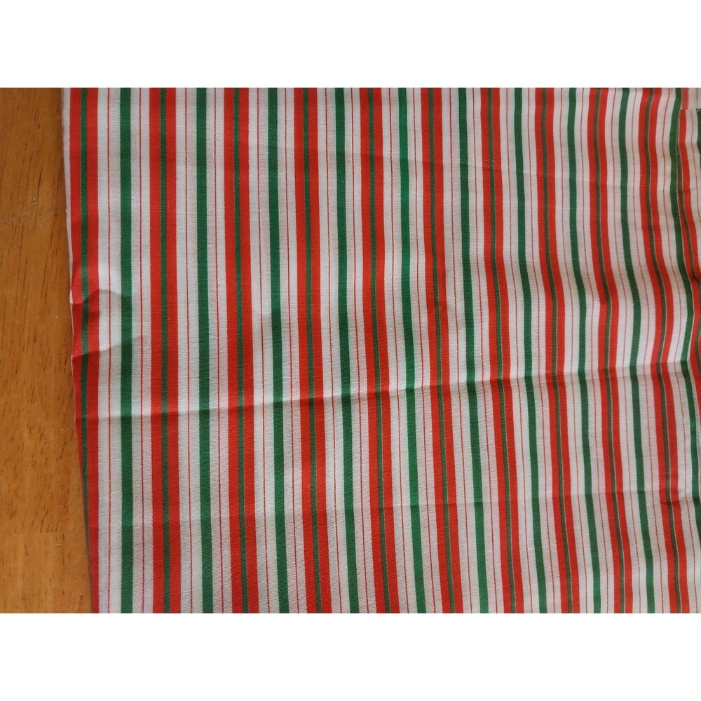 1 Yard 44" Cotton Fabric Red Green White Striped